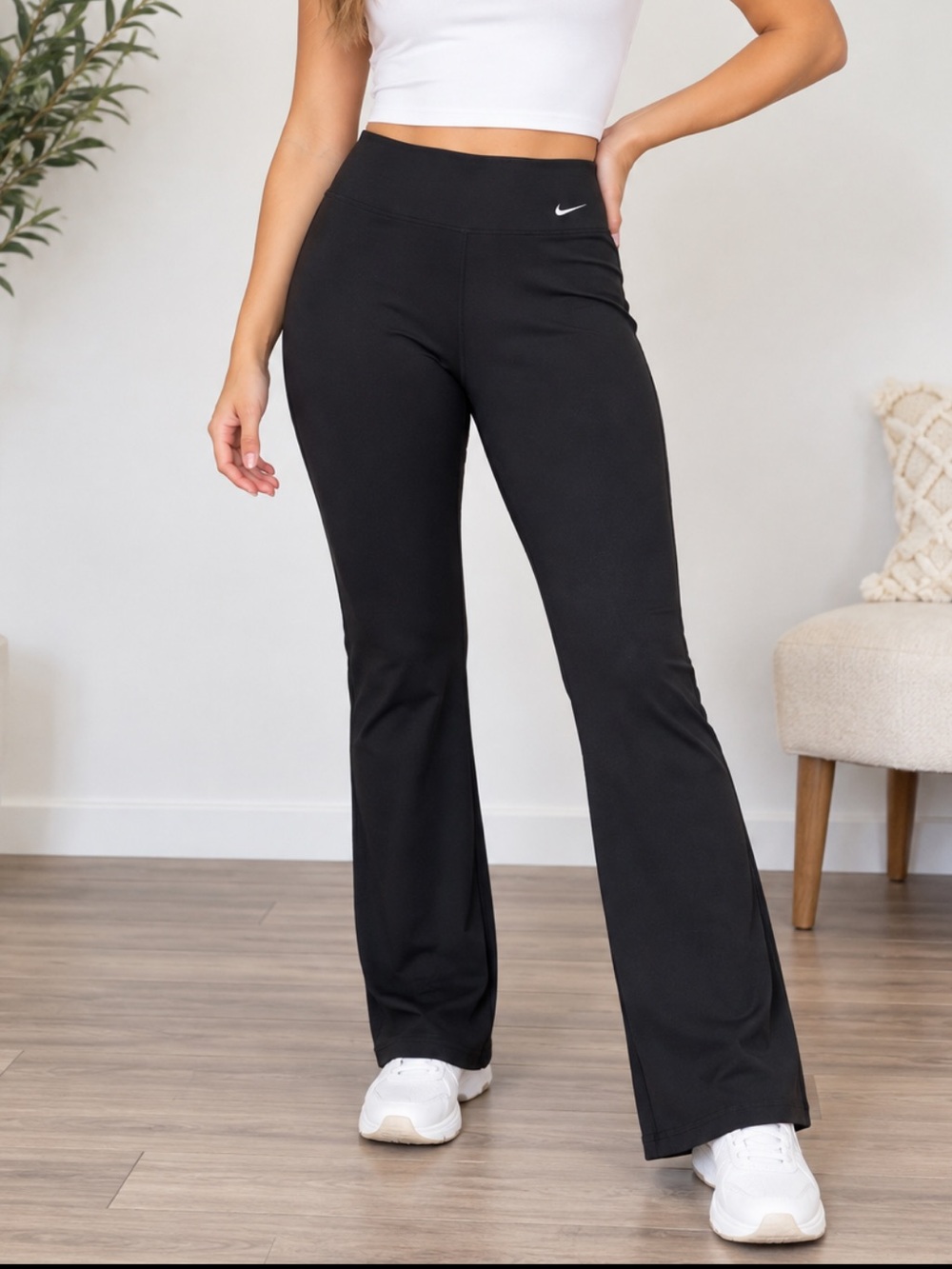 Nike Black Flare Leggings with Subtle Logo